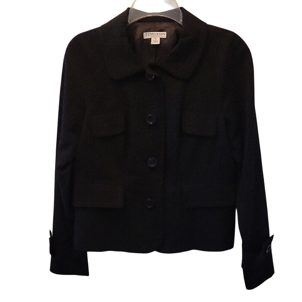 Pendleton Women's Black Blazer Jacket Wool LIghtweight Size 10P